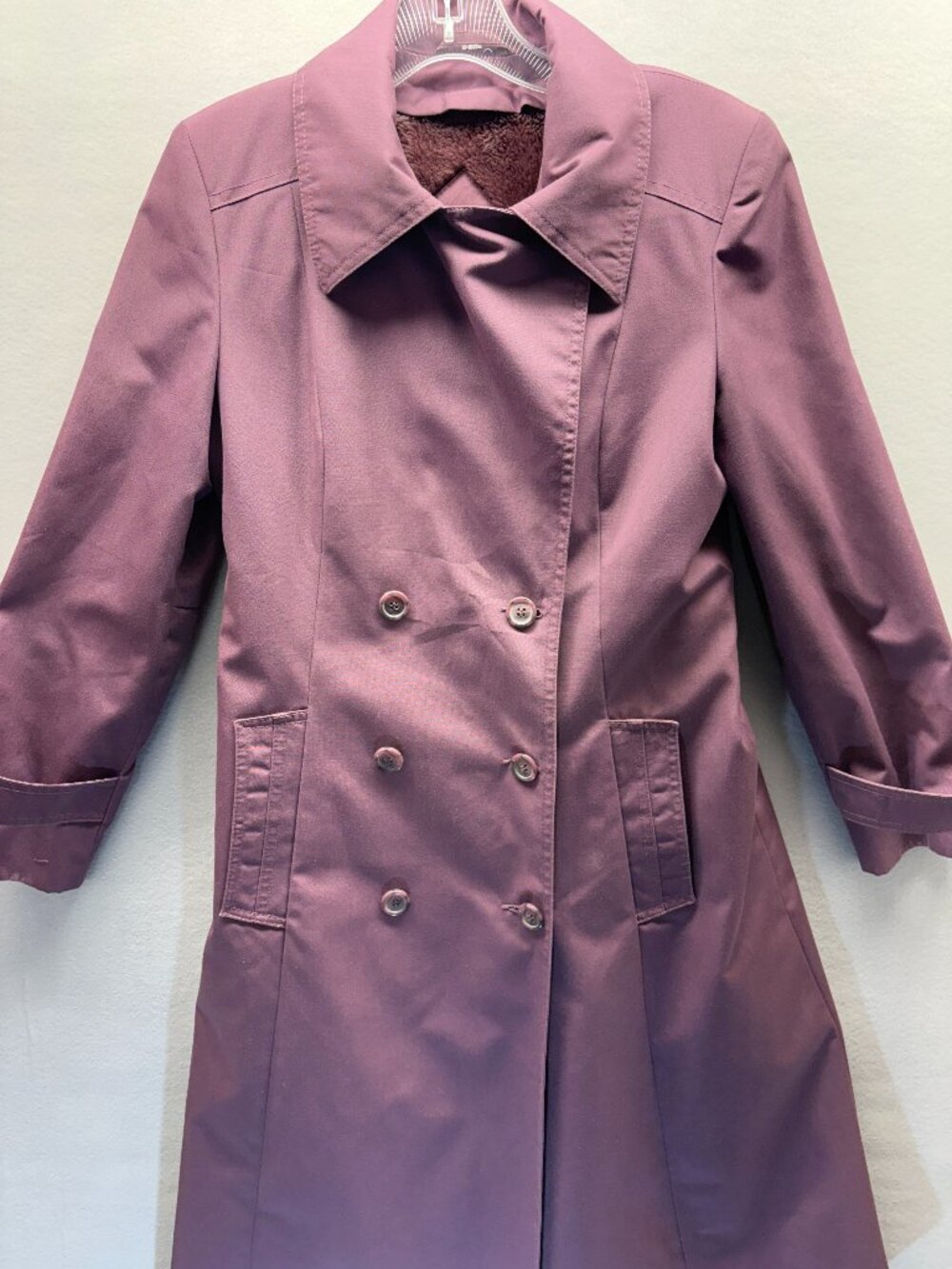 Gallery Mauve Trench Coat w/ Removable Pink Lining – Women’s 7/8